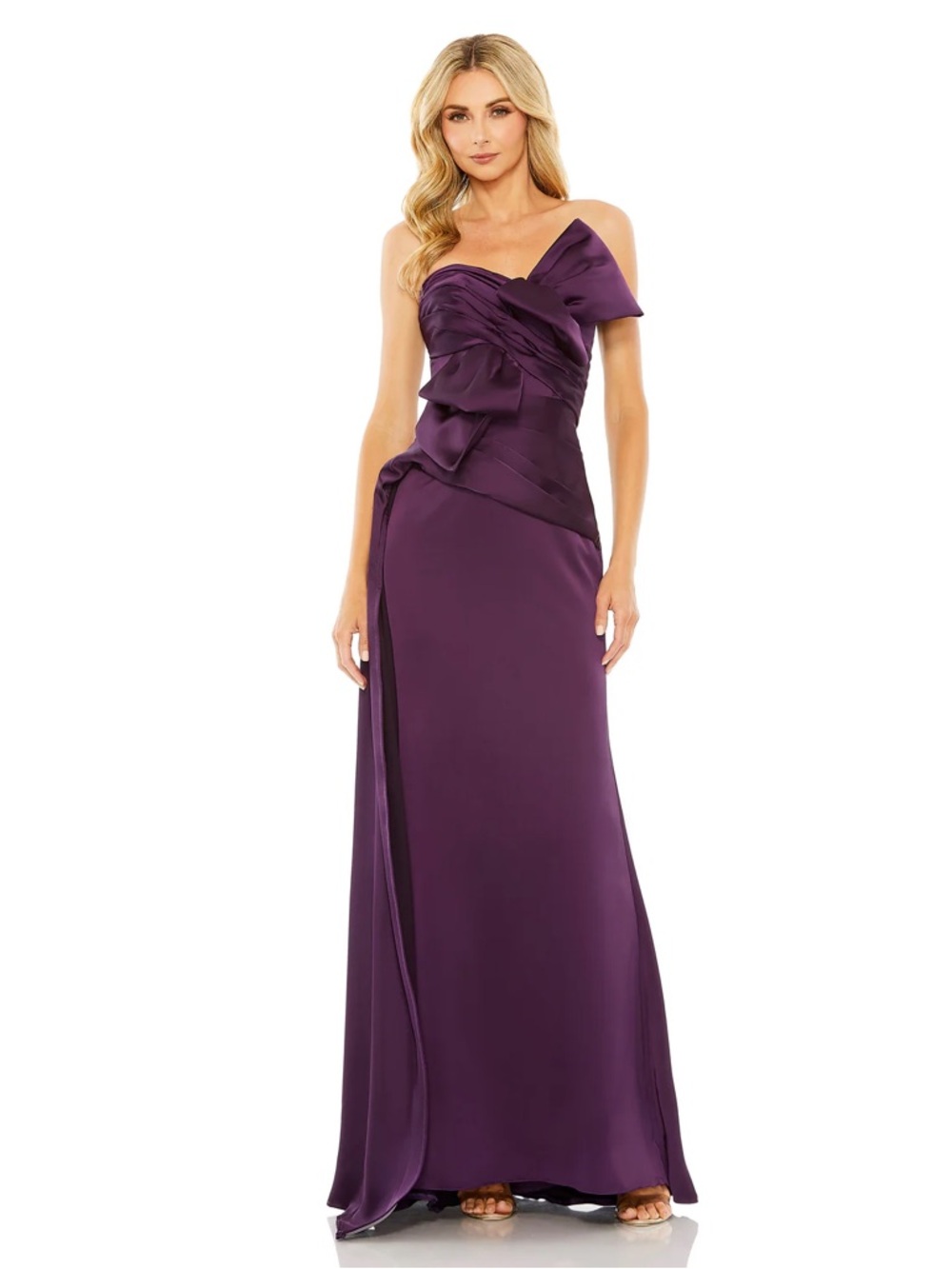 Mac Duggal One Shoulder Bow Detail Maxi Dress